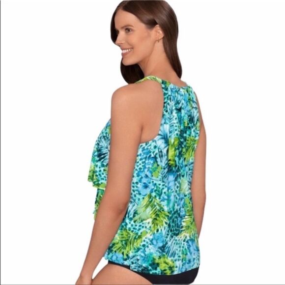 DREAMSUIT BY MIRACLE BRANDS TIERED TROPICAL SLIMMING CONTROL TANKINI TOP 10 NWT - Picture 2 of 13
